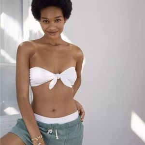 NWT aerie shine ribbed white strapless bikini top